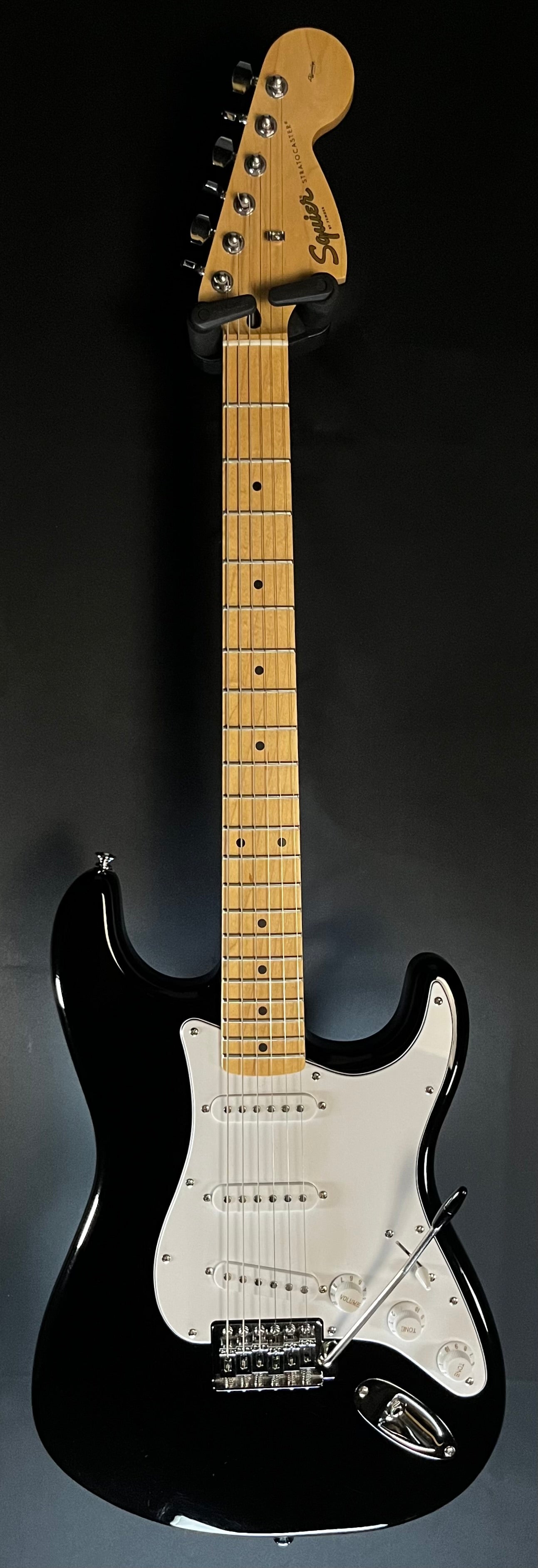 Full Front of Used Squier Affinity Stratocaster Black TFW235