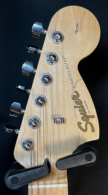 Headstock of Used Squier Affinity Stratocaster Black TFW235