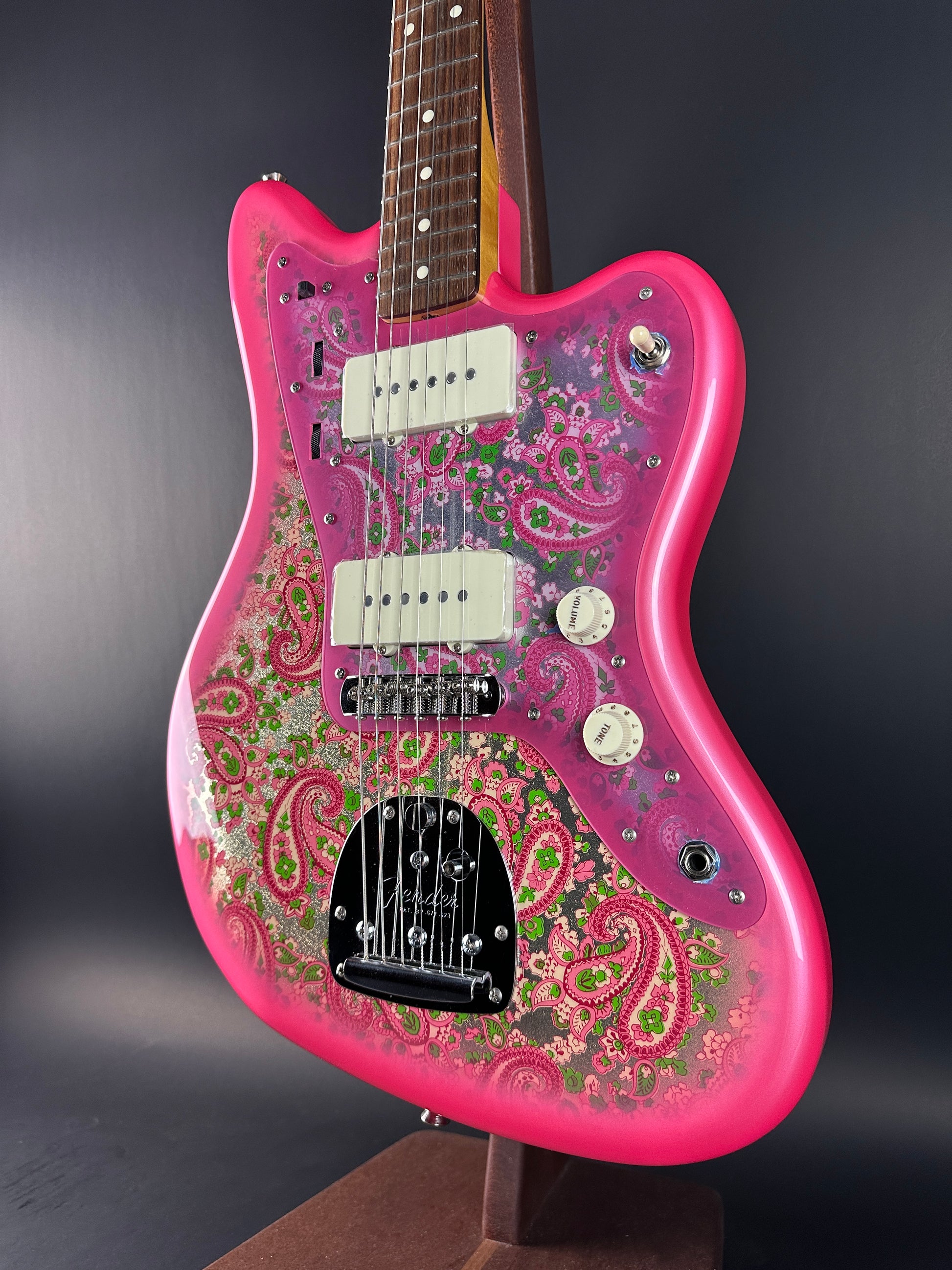 Front angle of Used Fender MIJ Jazzmaster Paisley.