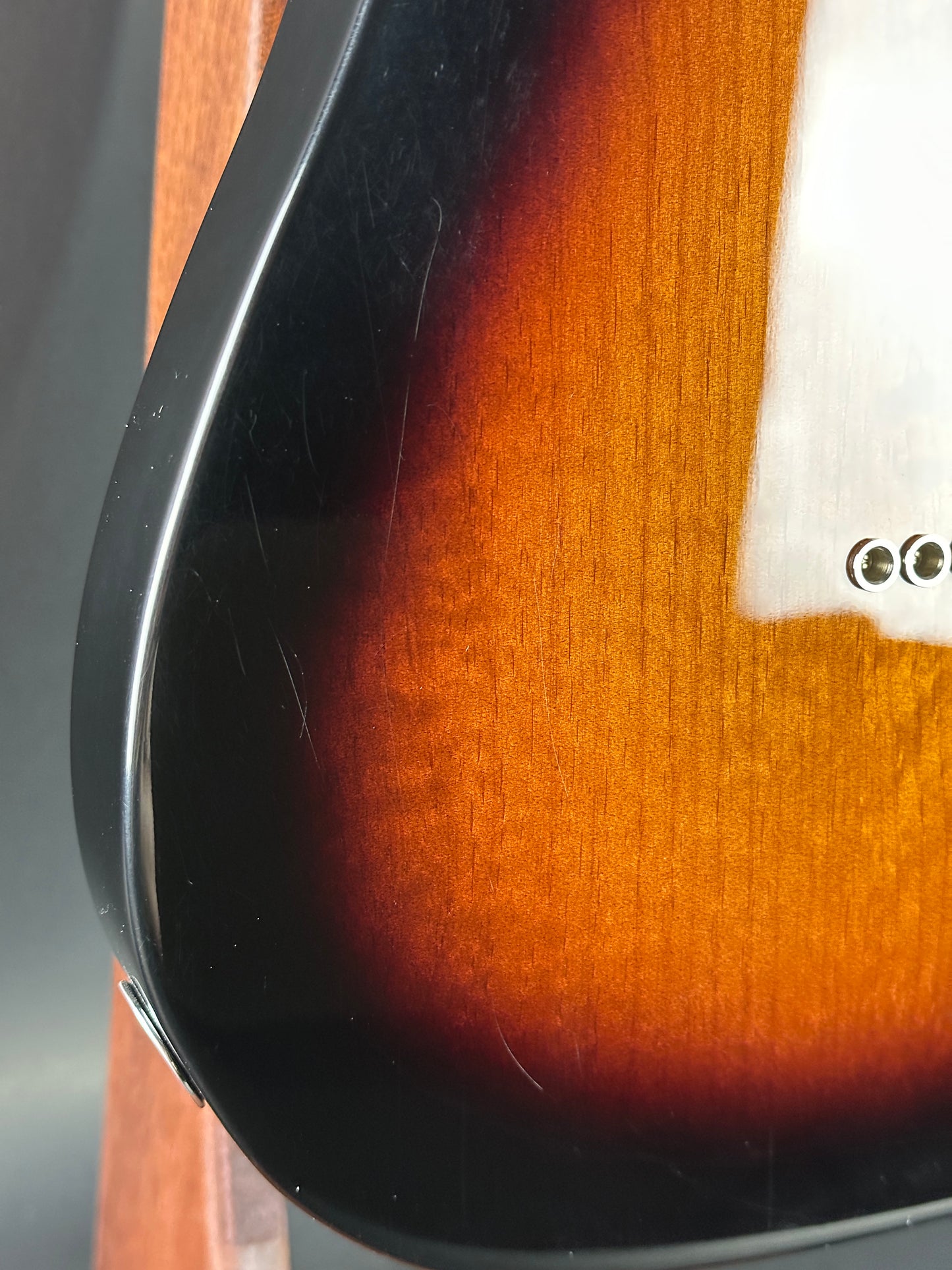 Scratches on back of Used 2021 Fender Deluxe Nashville Telecaster Sunburst.