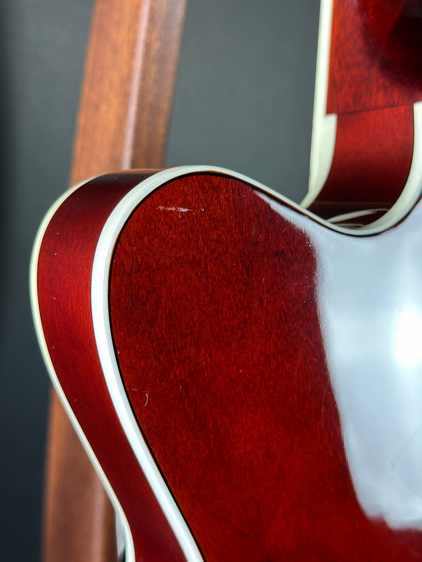 Wear on back of Used Gretsch G2655T Cherry.