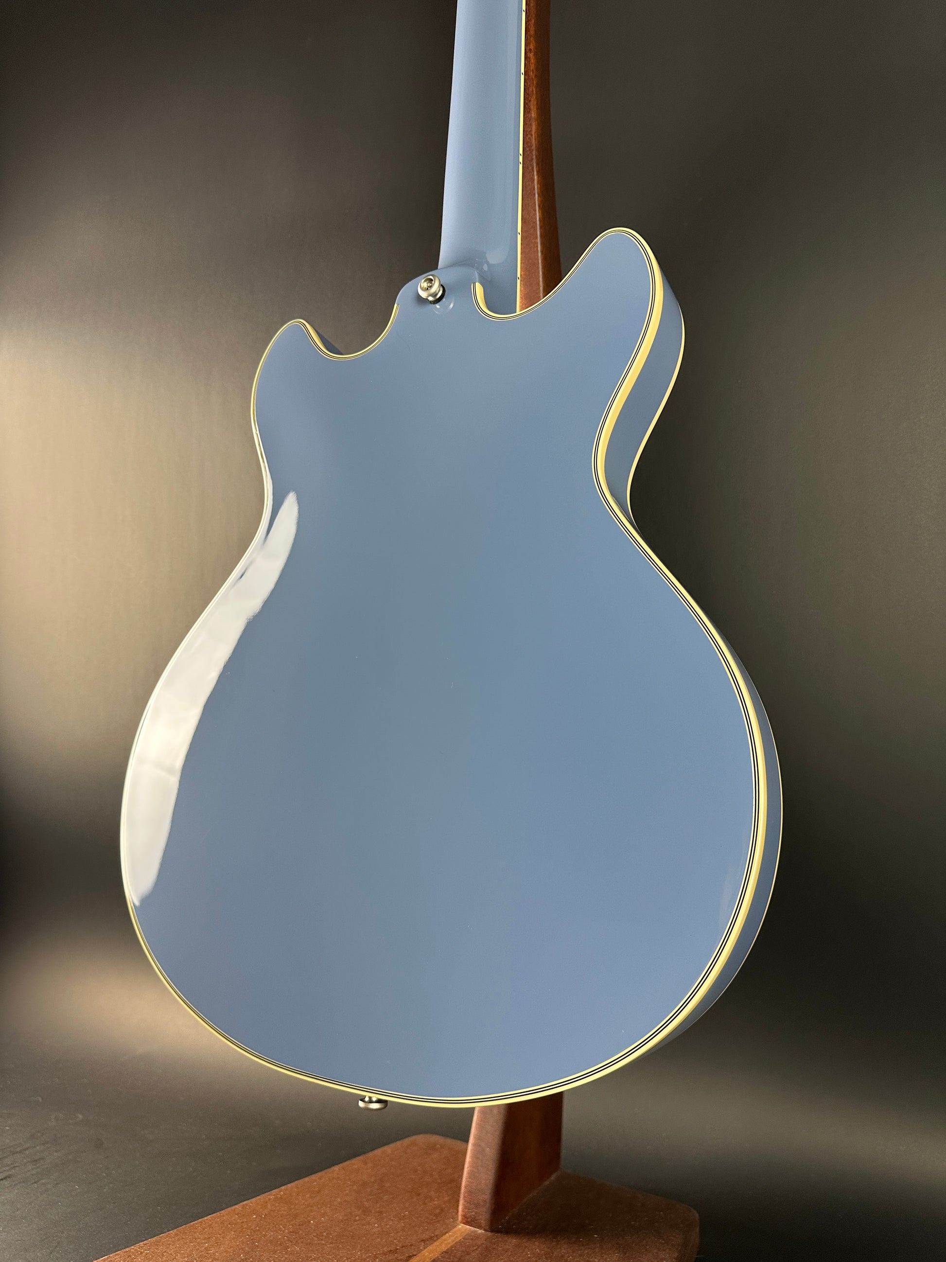 Back angle of Used D'angelico Excel Mini  DC Tour Slate Blue.