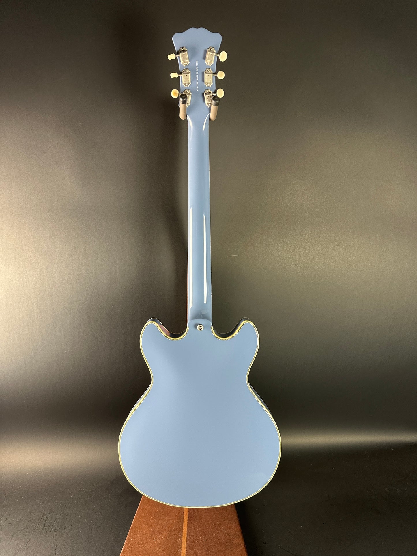 Full back of Used D'angelico Excel Mini  DC Tour Slate Blue.