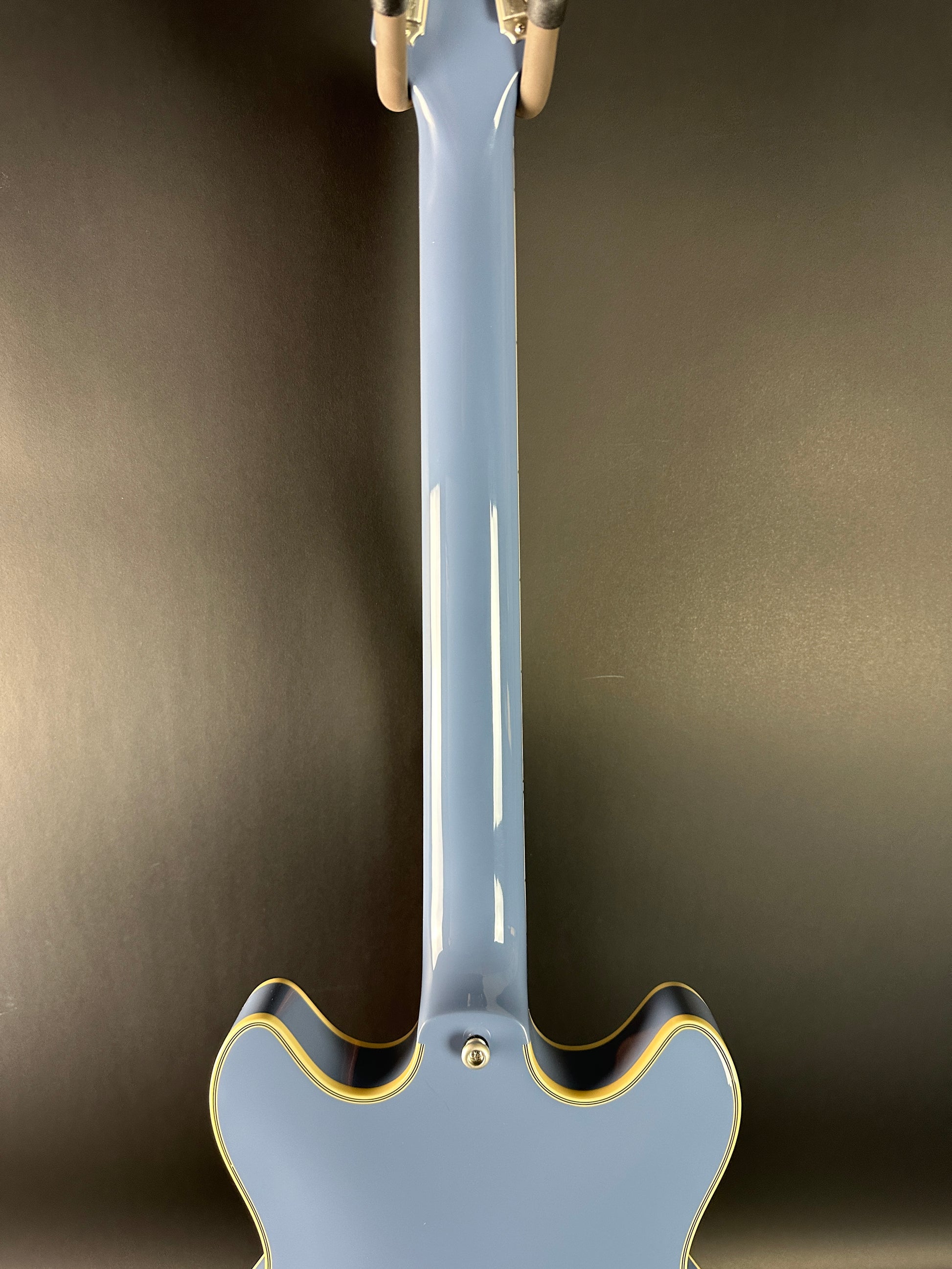 Back of neck of Used D'angelico Excel Mini  DC Tour Slate Blue.