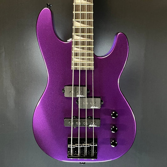 Front of Used Jackson JS Series JS1X Minion Concert Bass Pavo Purple w/bag TFW270