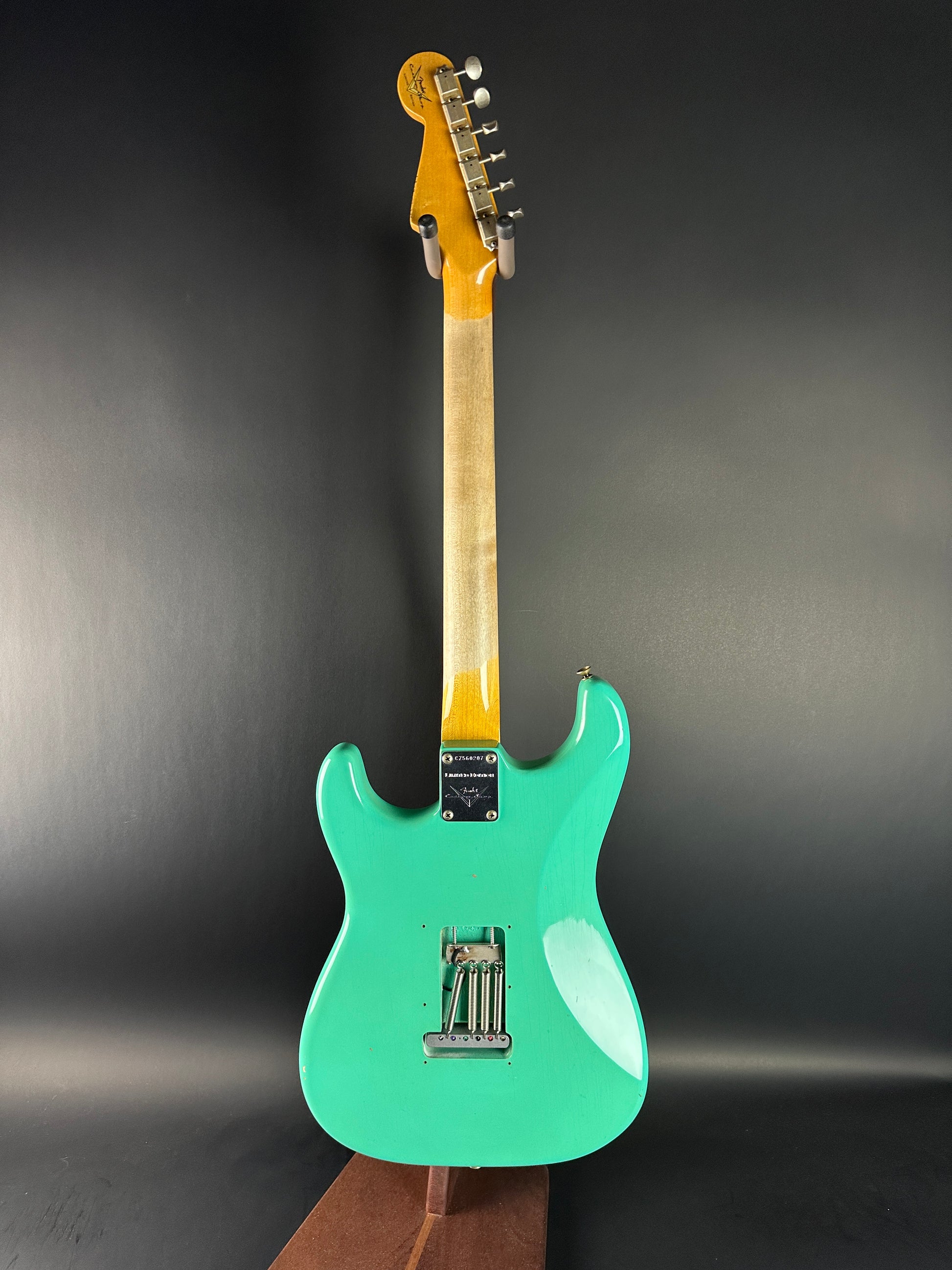 Full back of Used Fender Custom Shop 62/63 Stratocaster Seafoam Green.