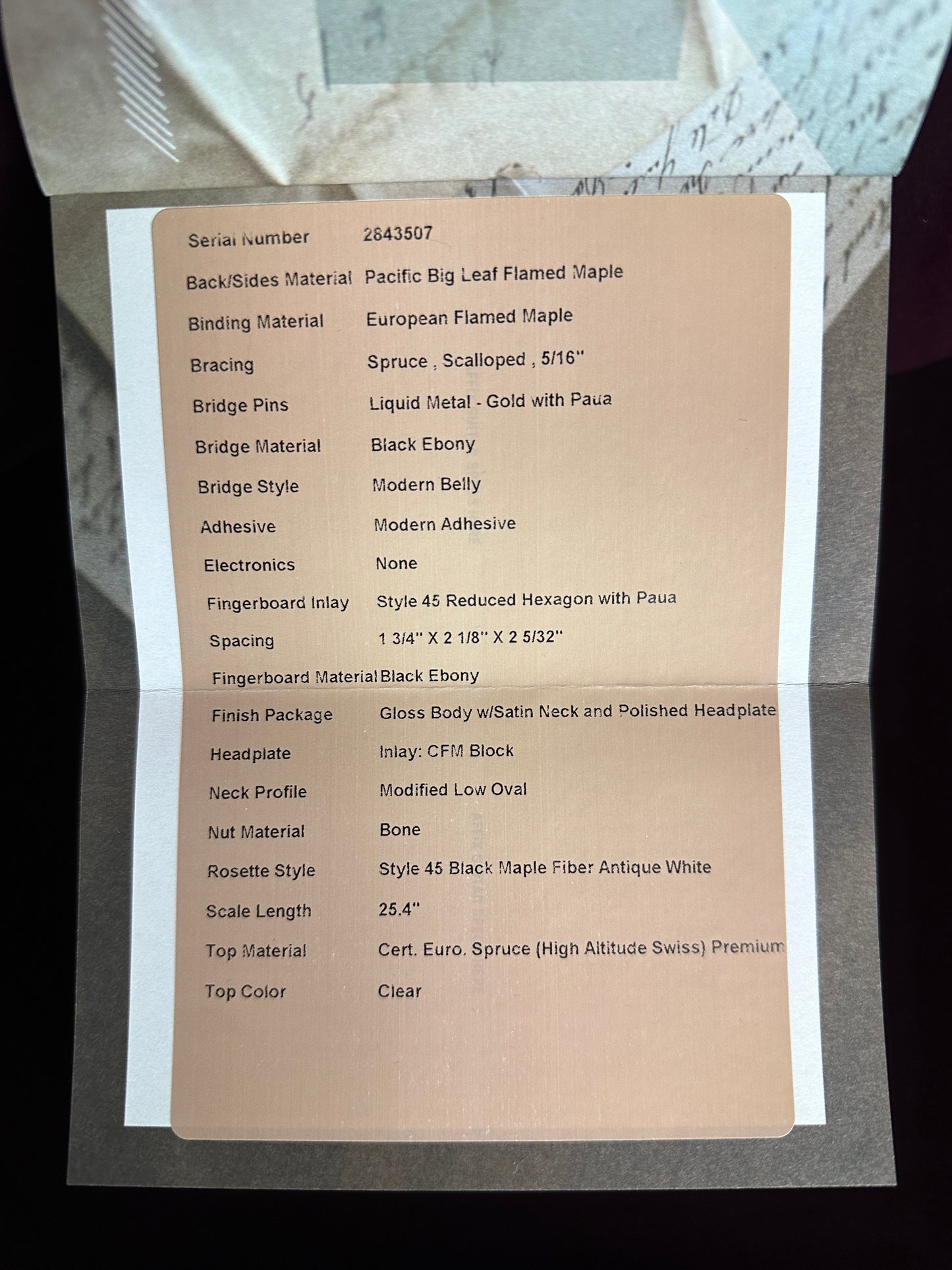 Spec sheet for Martin Custom Shop GP 41 Style High Altitude Swiss Spruce/Pacific Big Leaf Maple.