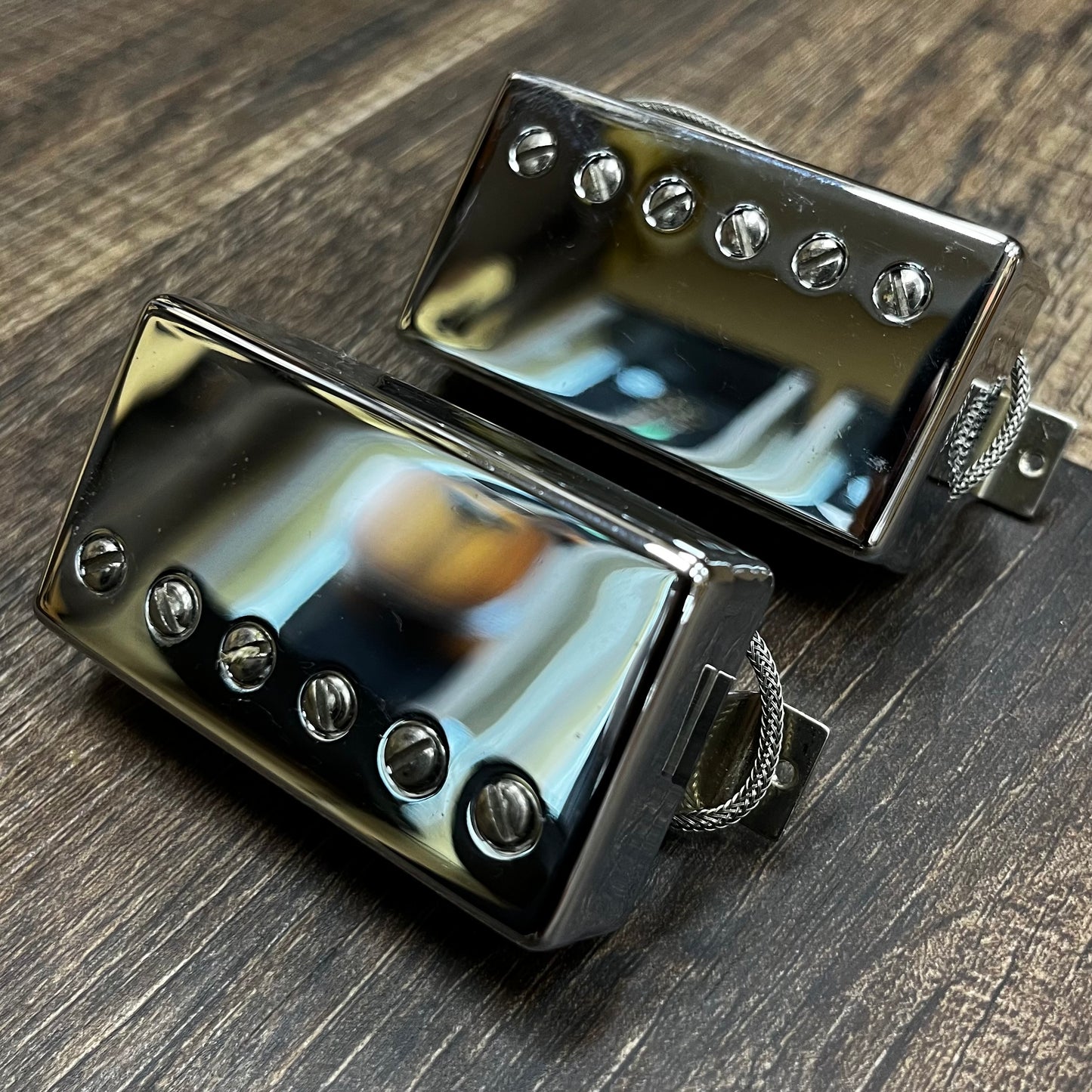 Side of Used Gibson USA Humbucker Pickup Set Chrome TFW291