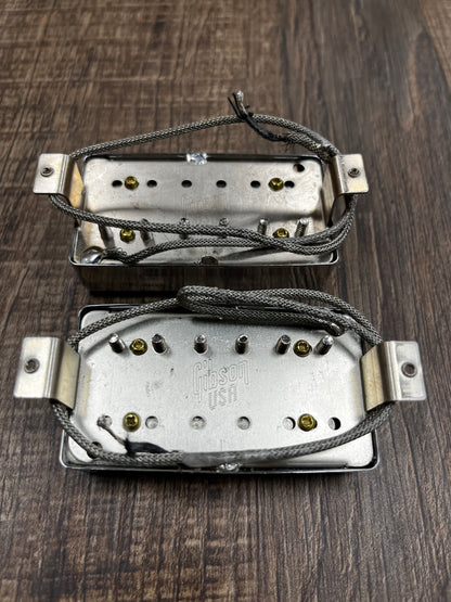 Back of Used Gibson USA Humbucker Pickup Set Chrome 7.82 KHz 14.01 KHz TFW291