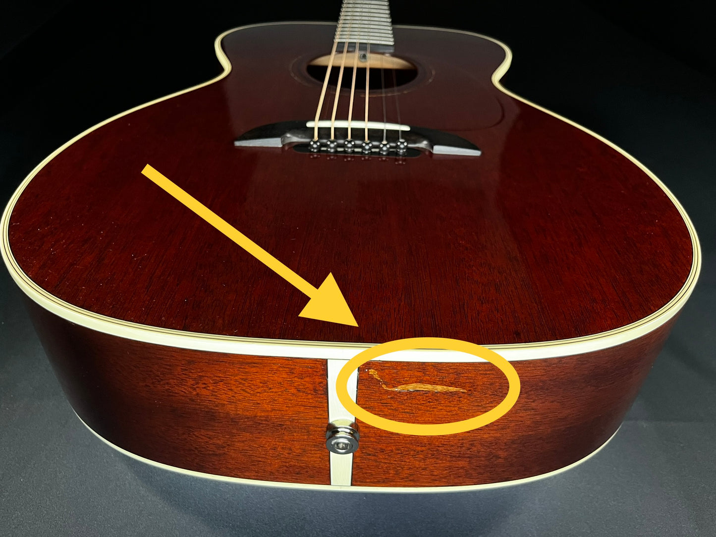 Finish Flaw on bottom of Used Alvarez Yairi FYM66HD Honduran w/K&K Sound Pure Mini Pickup w/case TFW296