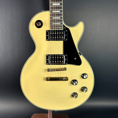 Front of Used Epiphone Les Paul Custom Pro White.