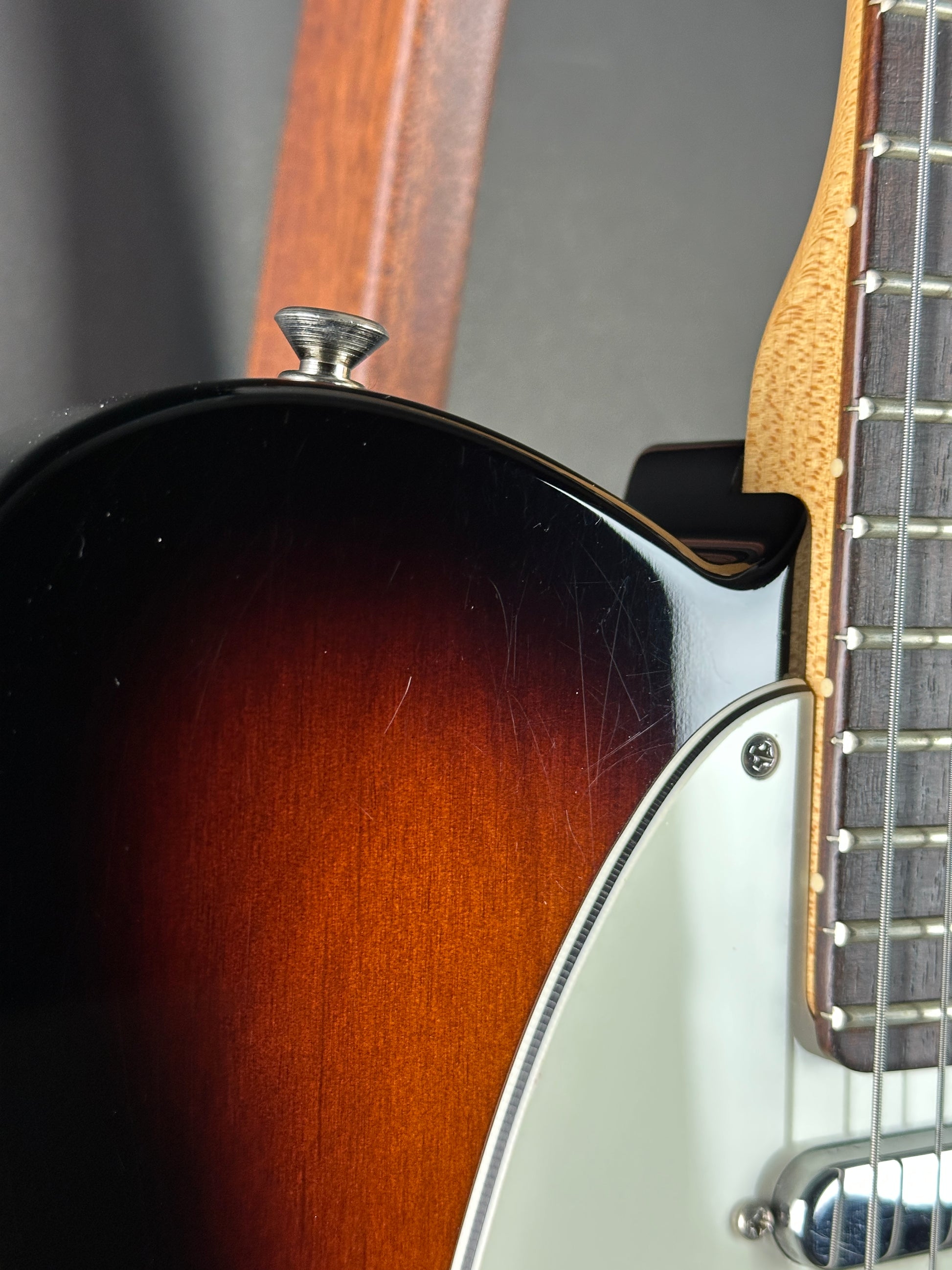 Scratches on body of Used 2014 Fender GC USA Pro Standard Telecaster HS 2-Color Sunburst.