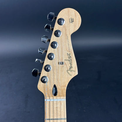 Headstock of Used Fender Player Strat Sunburst.