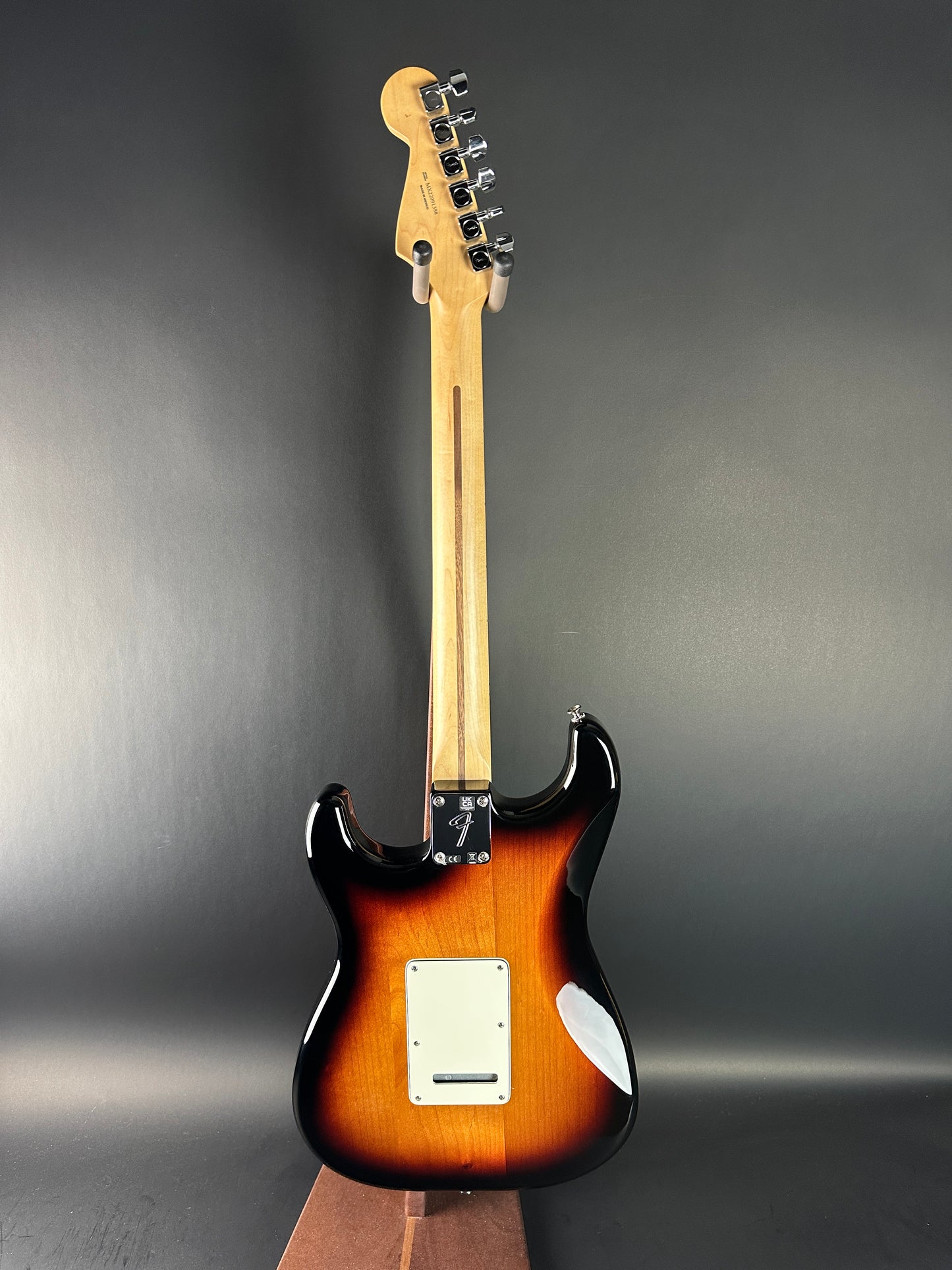 Full back of Used Fender Player Strat Sunburst.