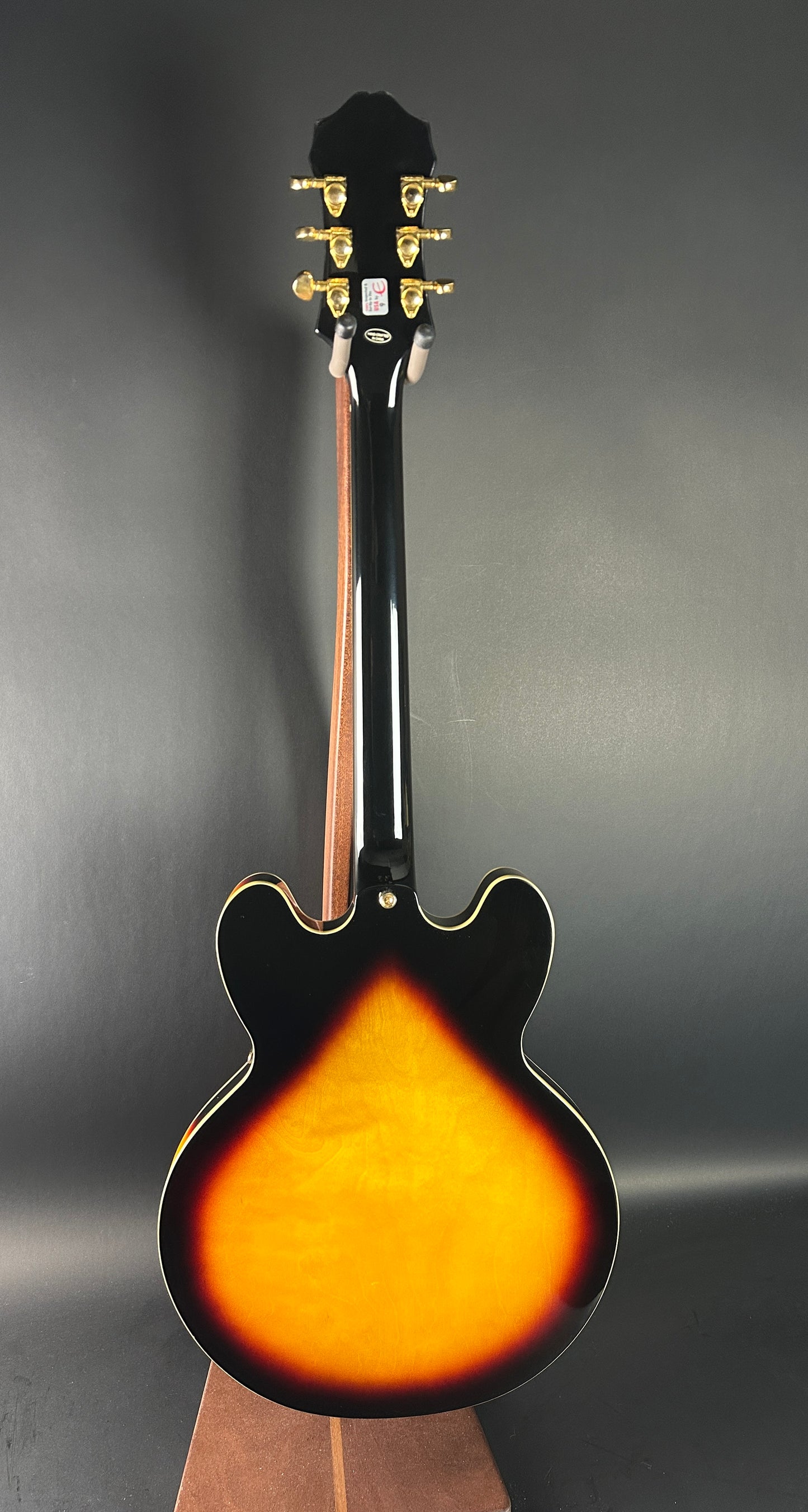 Full back of Used 2021 Epiphone Sheraton II Pro Vintage Sunburst.