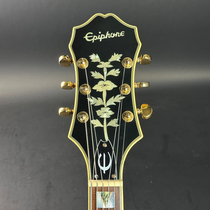 Headstock of Used 2021 Epiphone Sheraton II Pro Vintage Sunburst.