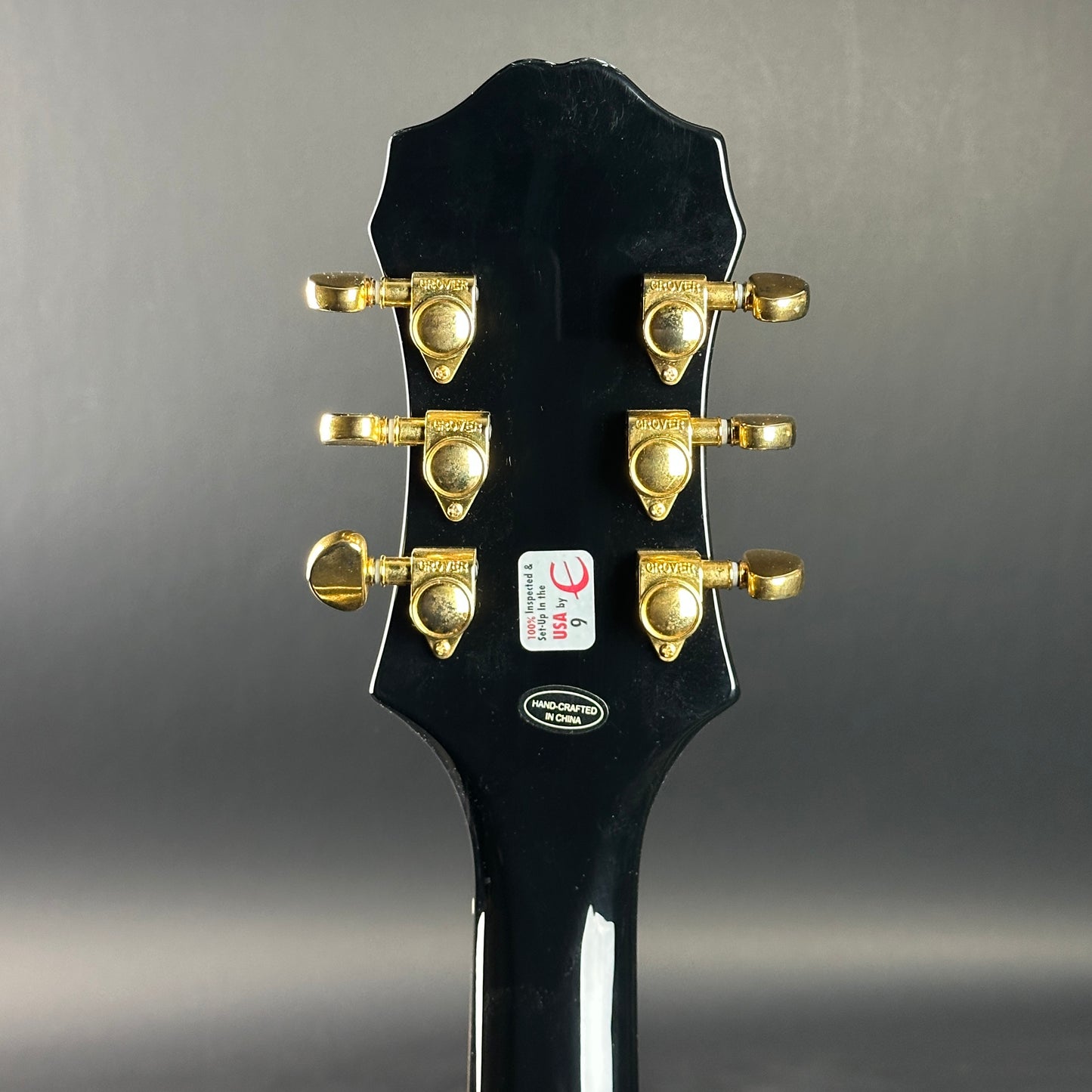 Back of headstock of Used 2021 Epiphone Sheraton II Pro Vintage Sunburst.