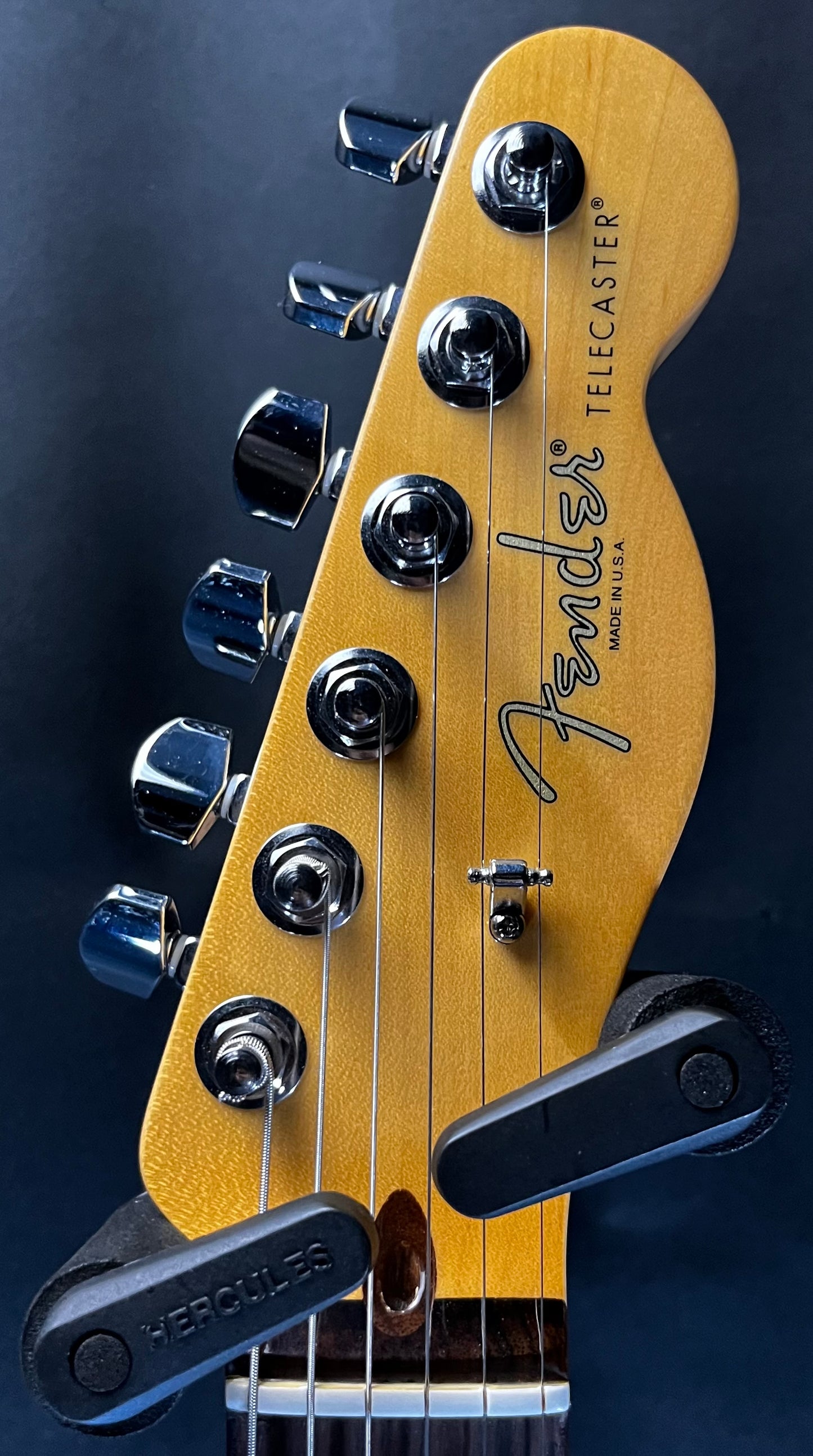 Headstock of Used 2015 Fender Limited Edition American Standard "10 of 15" HH w/Jimmy Wallace PAF Pickups w/case TFW375