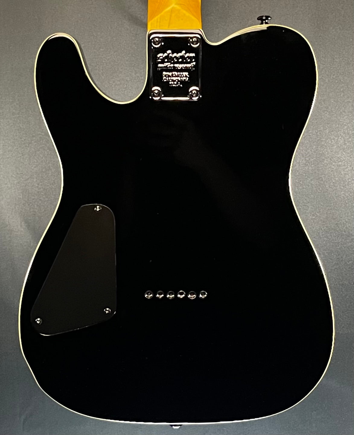 Back of Used Schecter Diamond Series PT Black Double Bound TFW378