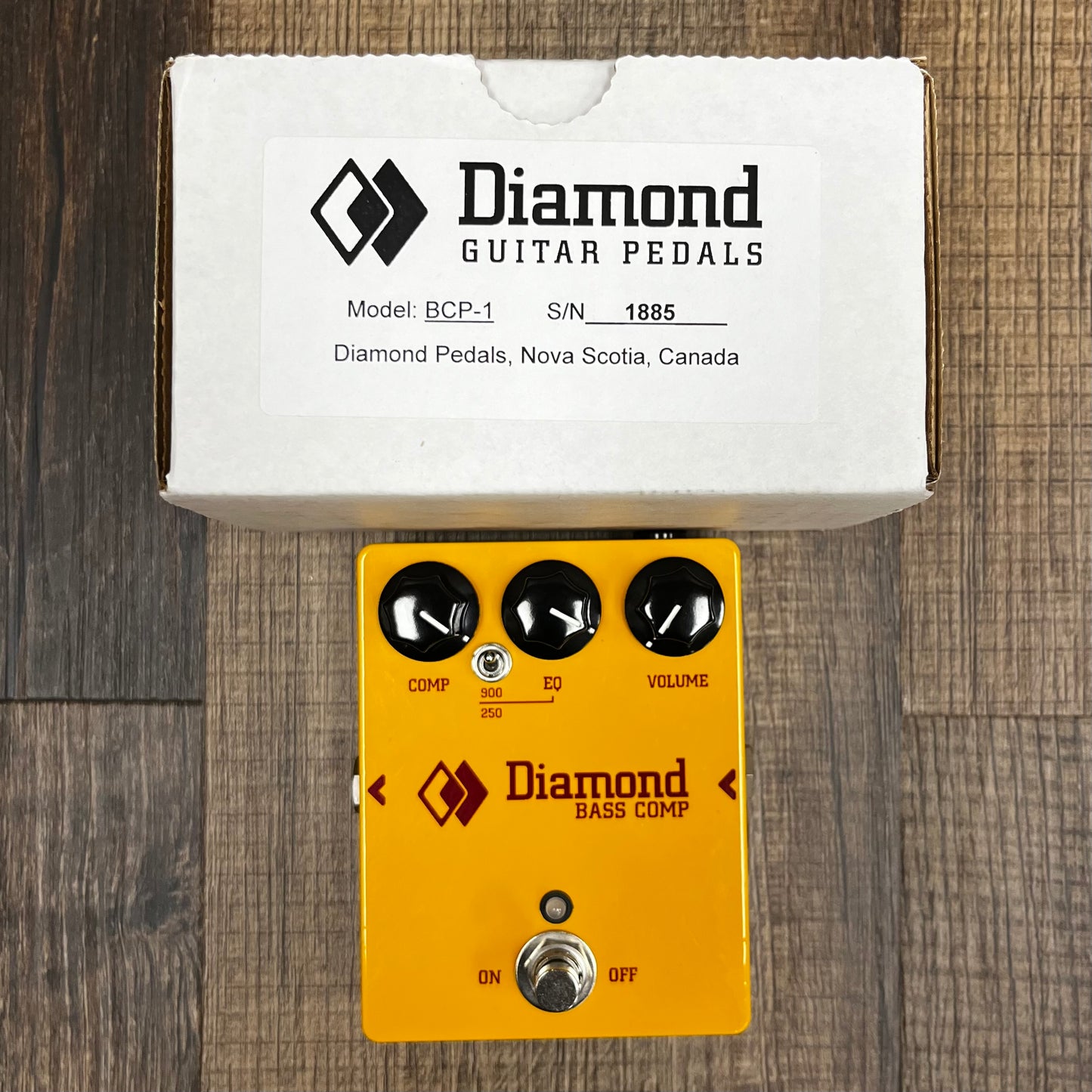 Top of w/box of Used Diamond Pedals Bass Compressor Pedal V 1.0 TFW387