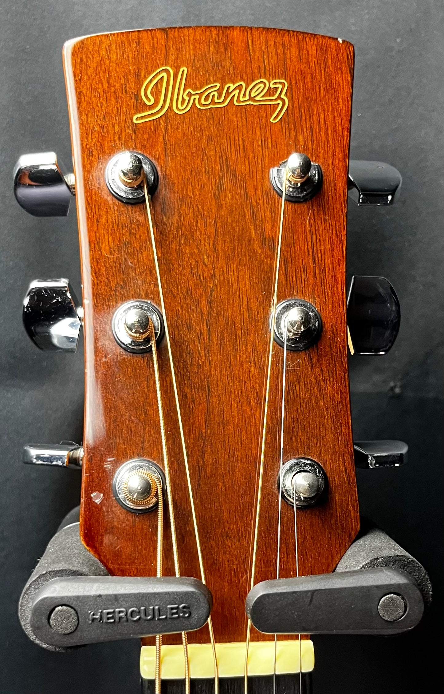 Headstock of Used Ibanez PF4 Natural Acoustic TFW389