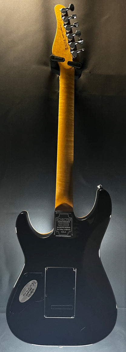Full back of Used 2022 Schecter California Classic Diamond Series HSS Charcoal Burst MIJ w/Case TFW402