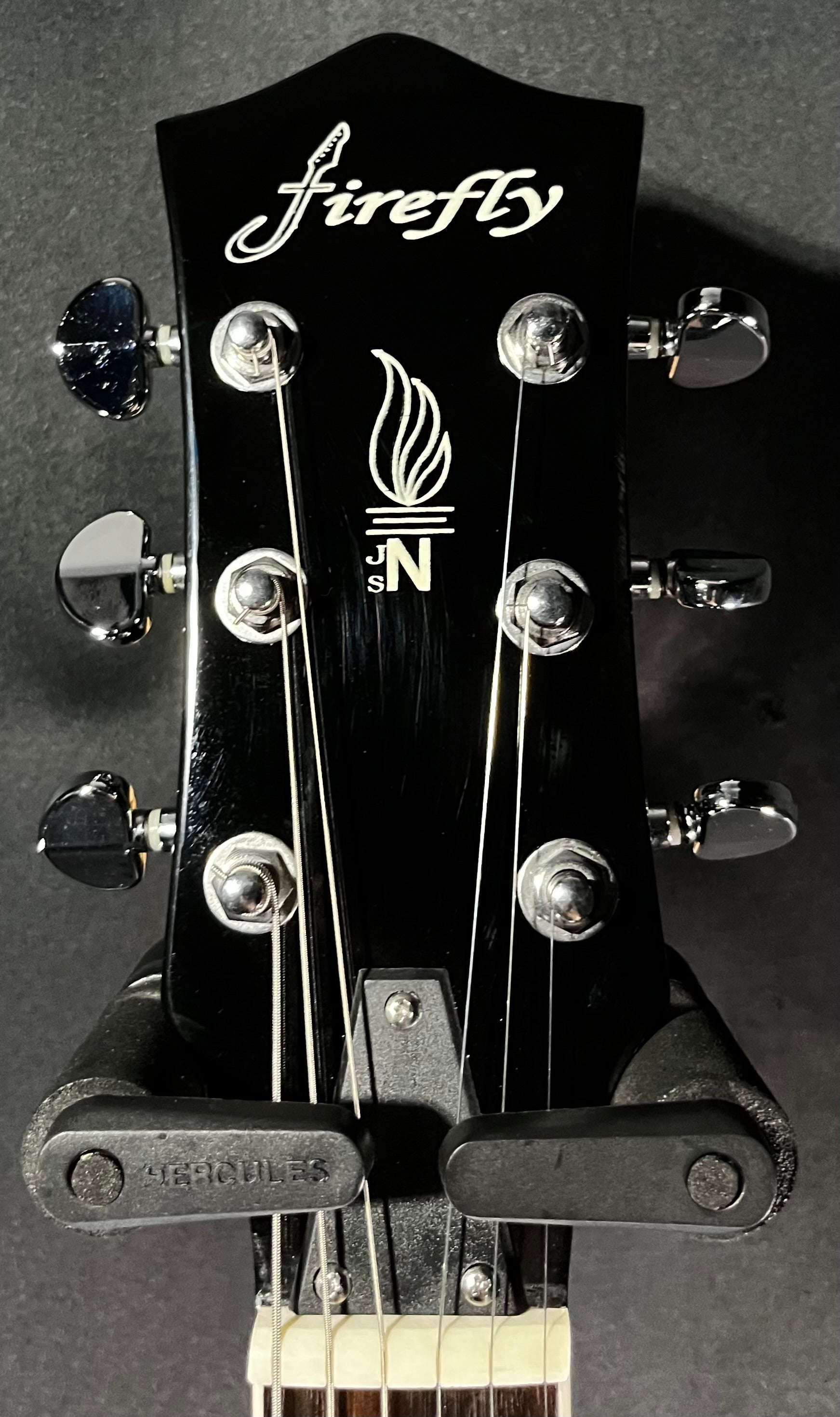 Headstock of Used Firefly FF338 Black TFW407