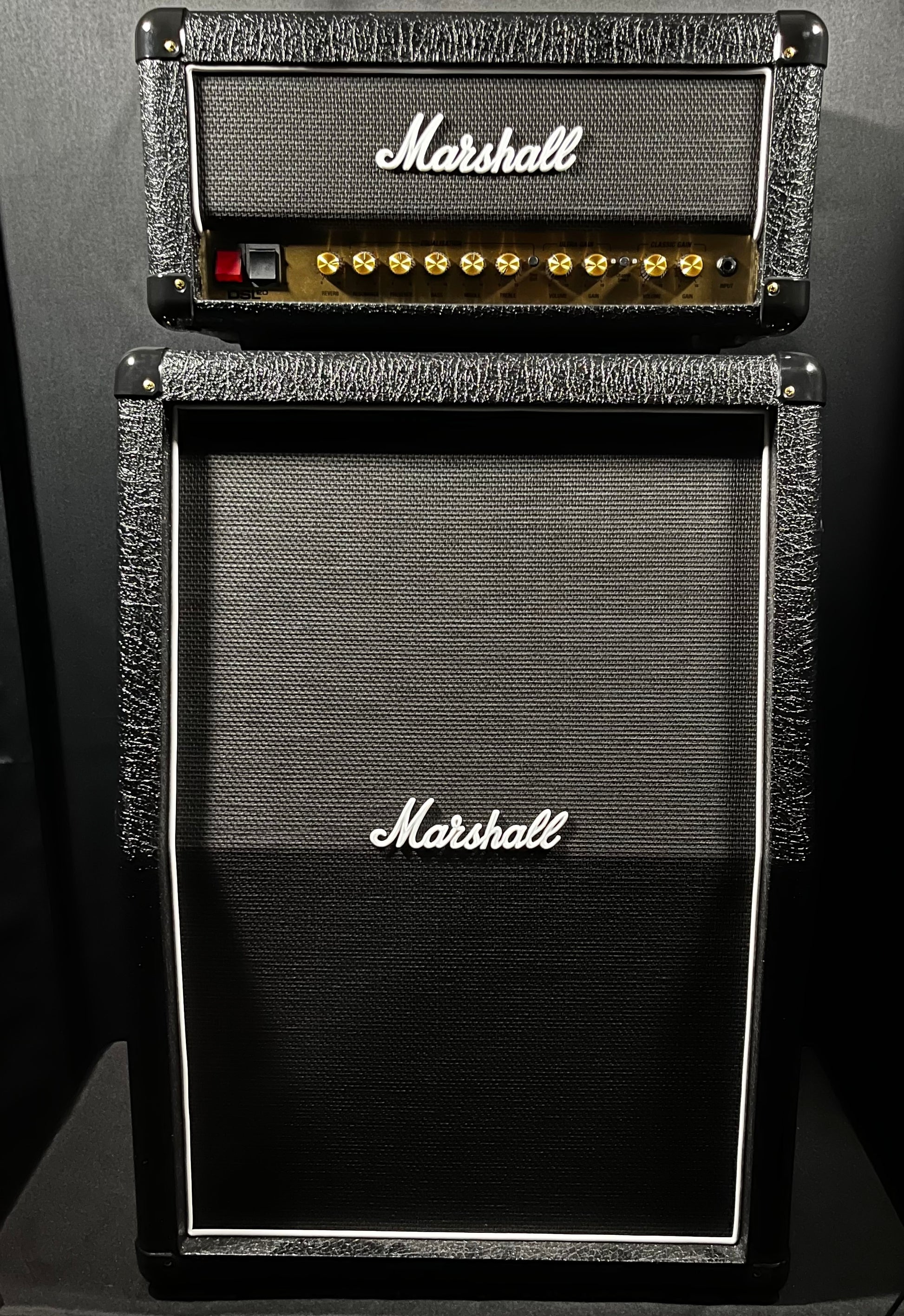 Full Front of Used Marshall DSL20HR Head & 2X12 Upright MX212AR Speaker cabinet 1/2 Stack TFW412