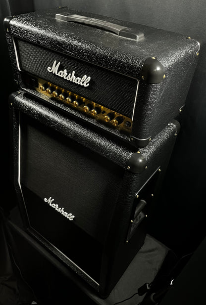 Side of Used Marshall DSL20HR Head & 2X12 Upright MX212AR Speaker cabinet 1/2 Stack TFW412