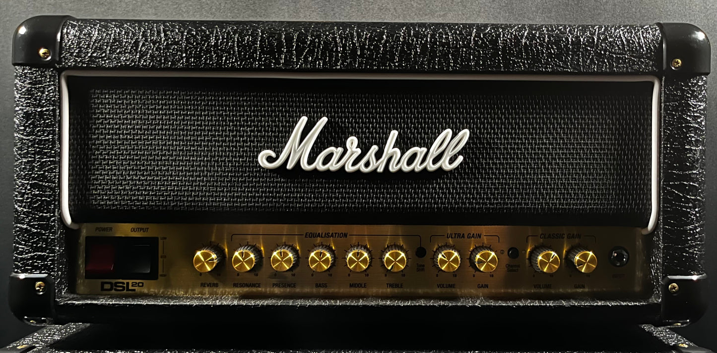 Front head of Used Marshall DSL20HR Head & 2X12 Upright MX212AR Speaker cabinet 1/2 Stack TFW412