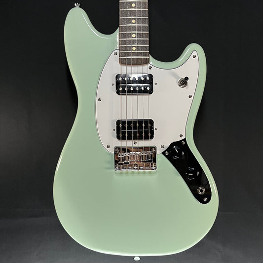 Front of Used 2019 Squier FSR Bullet Mustang HH Surf Green TFW422
