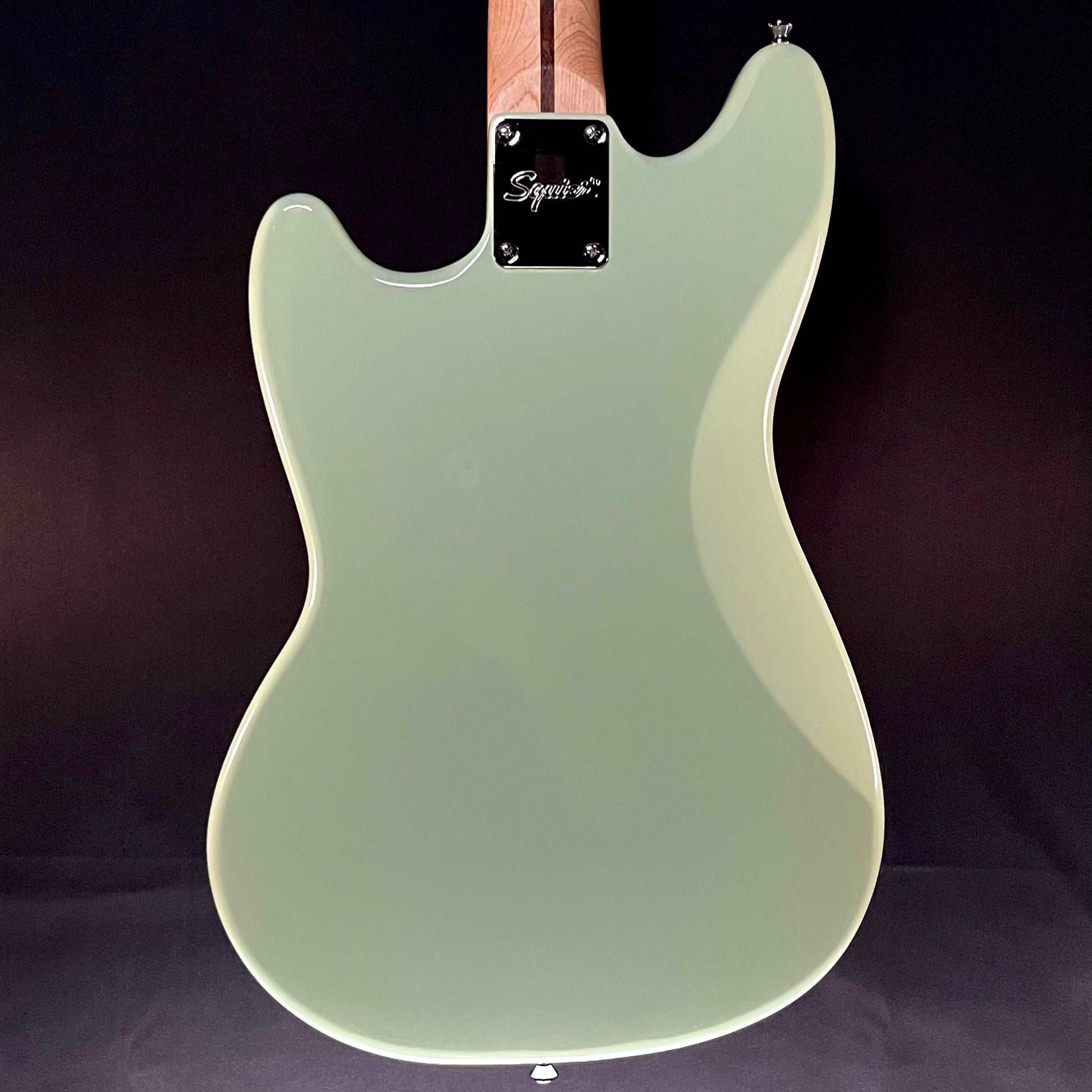 Back of Used 2019 Squier FSR Bullet Mustang HH Surf Green TFW422