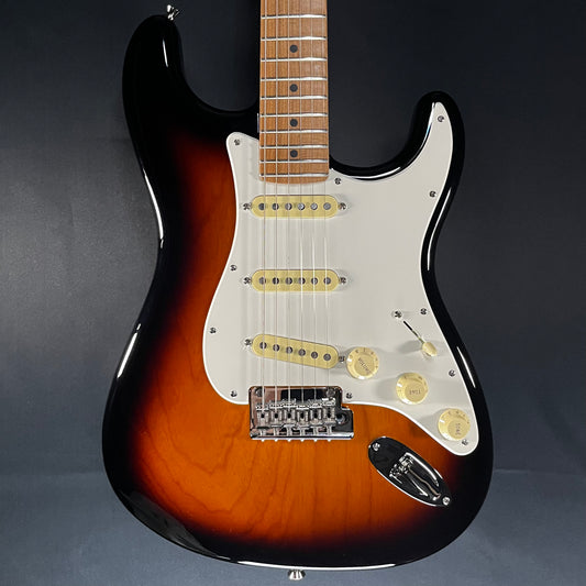 Front of Used 2023 Fender American Pro II Anniversary Stratocaster Roasted Neck 2 Color Sunburst w/Case TFW426