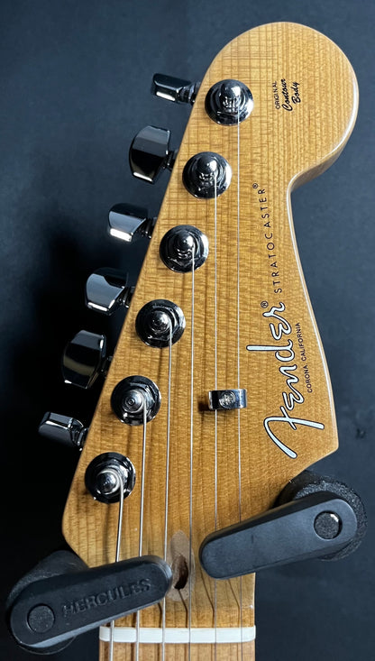 Headstock of Used 2023 Fender American Pro II Anniversary Stratocaster Roasted Neck 2 Color Sunburst w/Case TFW426