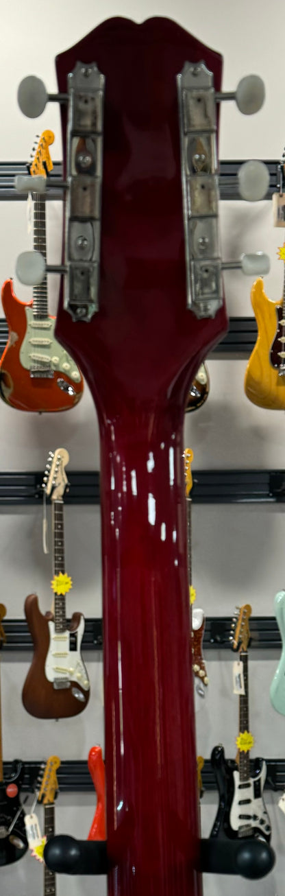 Back of neck of Used Epiphone Coronet Cherry