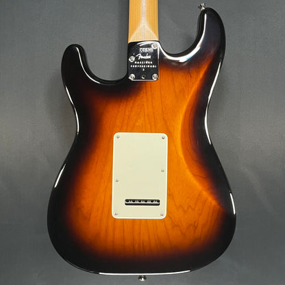 Back of Used 2023 Fender American Pro II Anniversary Stratocaster Roasted Neck 2 Color Sunburst w/Case TFW426