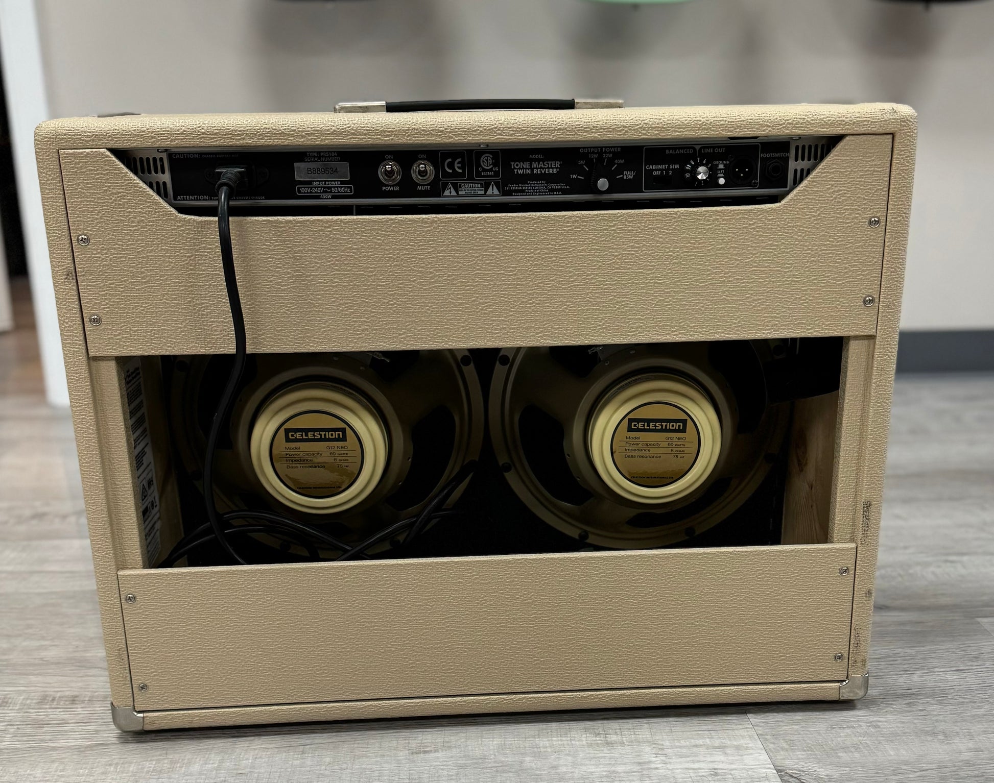 Back of Used Fender Tonemaster Twin Reverb Blonde