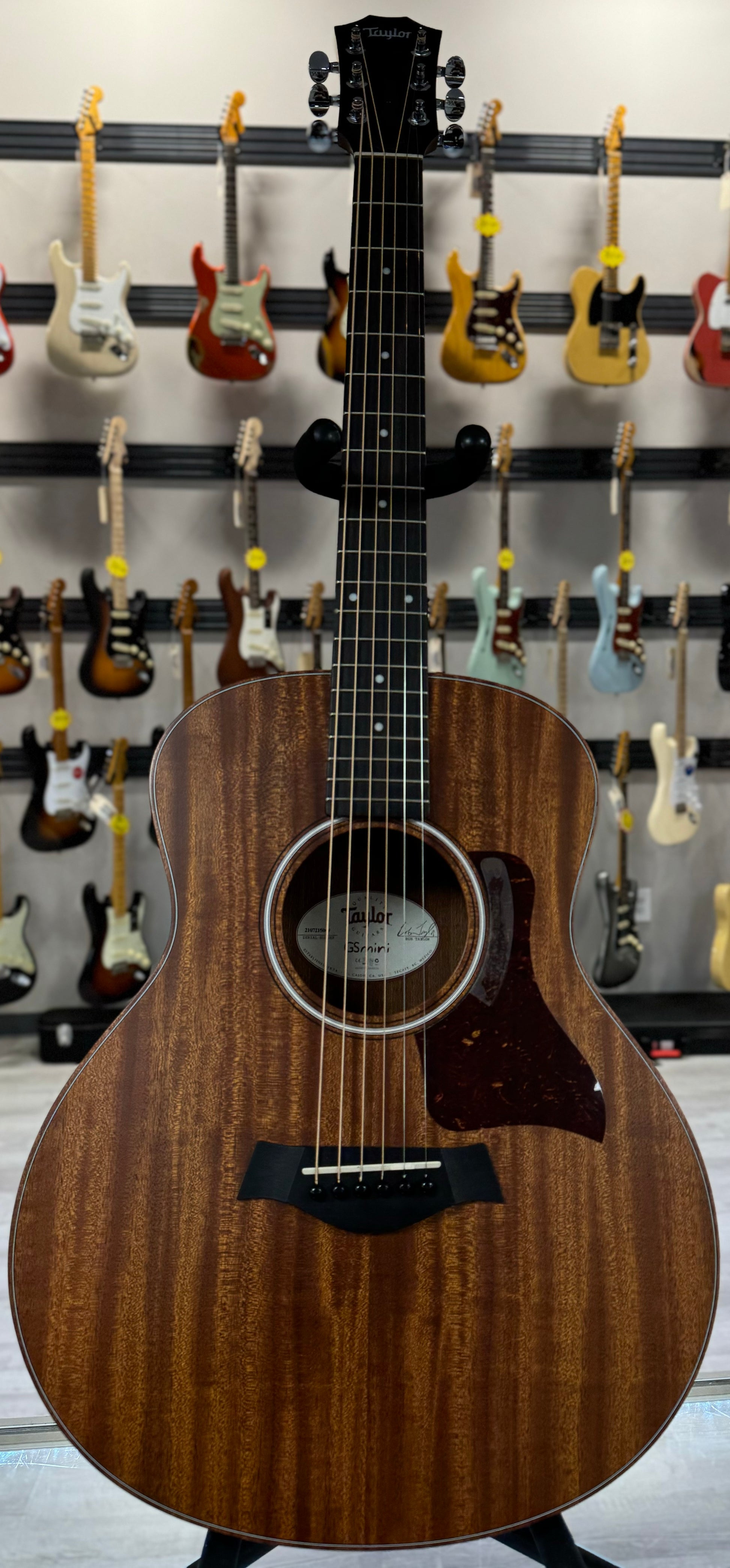 Full front of Used Taylor GS Mini Mahogany w/bag