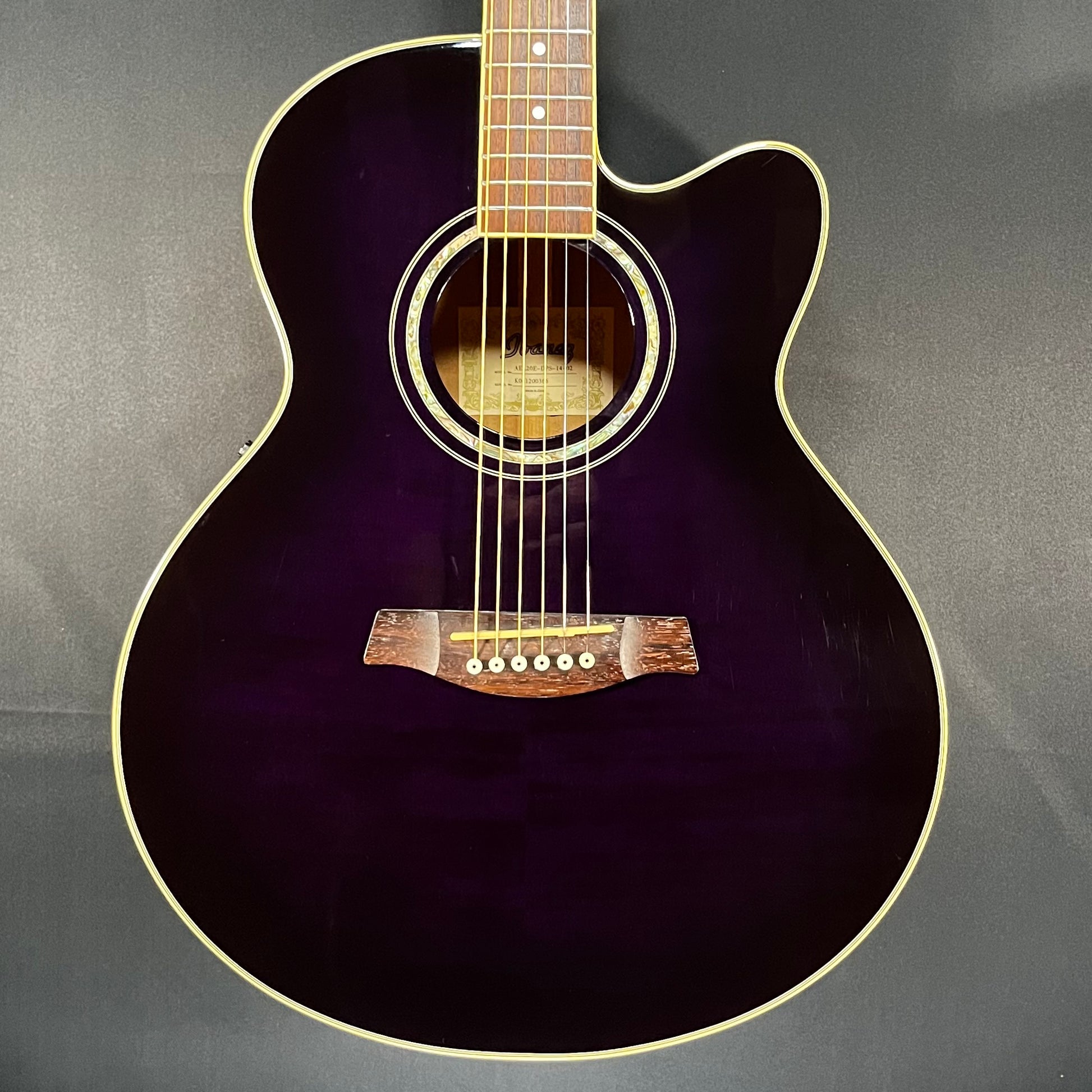 Front of Used Ibanez AEL20E-DPS-H-02 Deep Purple Sunburst Acoustic TFW433