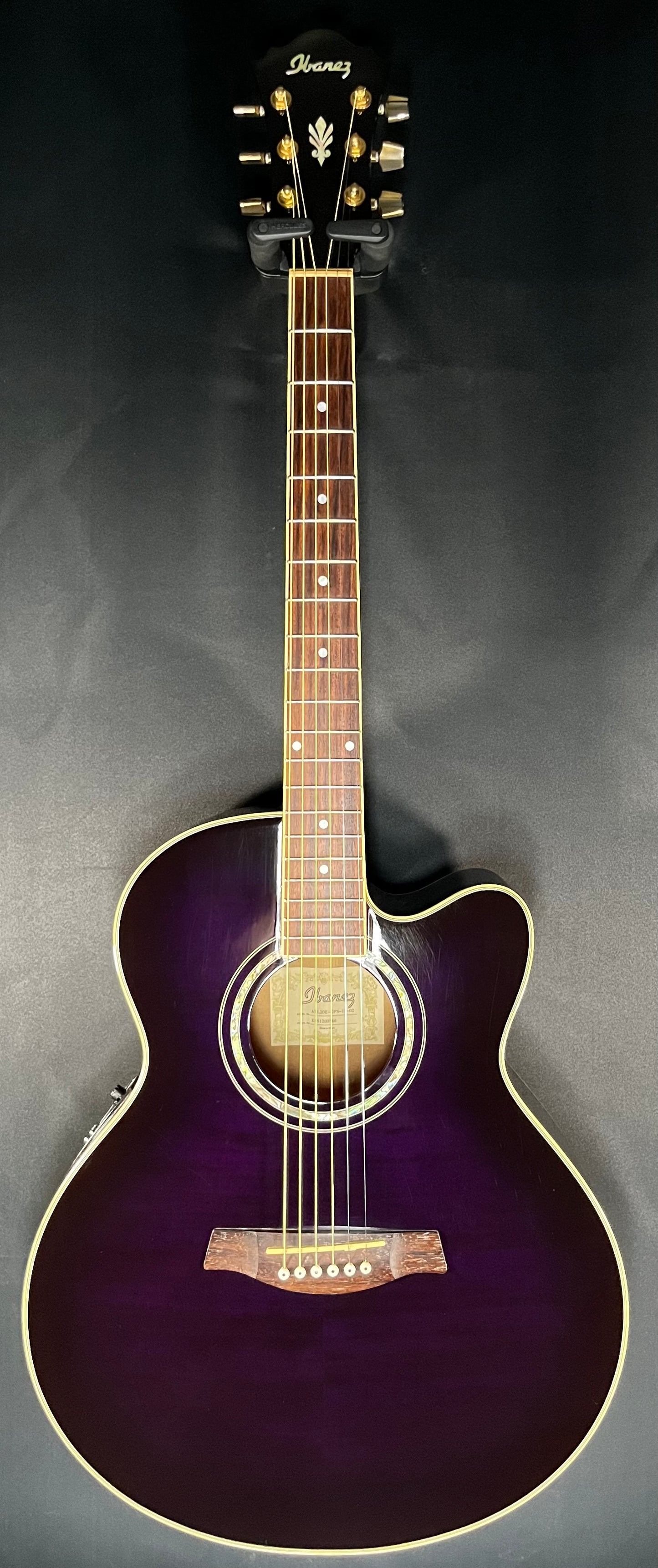 Full front of Used Ibanez AEL20E-DPS-H-02 Deep Purple Sunburst Acoustic TFW433