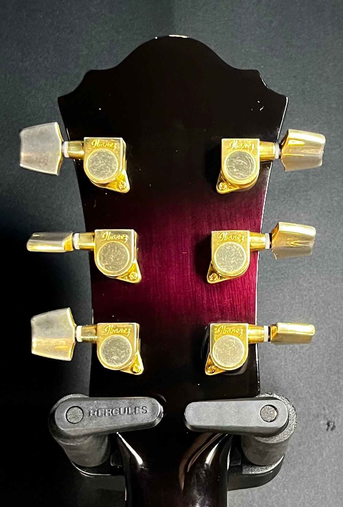 Back of headstock of Used Ibanez AEL20E-DPS-H-02 Deep Purple Sunburst Acoustic TFW433