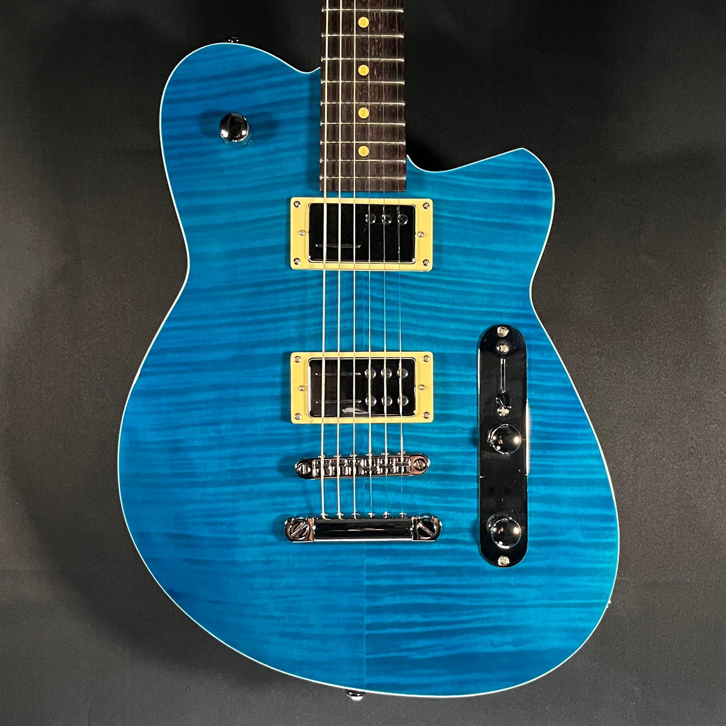 Front of Used Reverend Charger RA Trans Blue TFW432