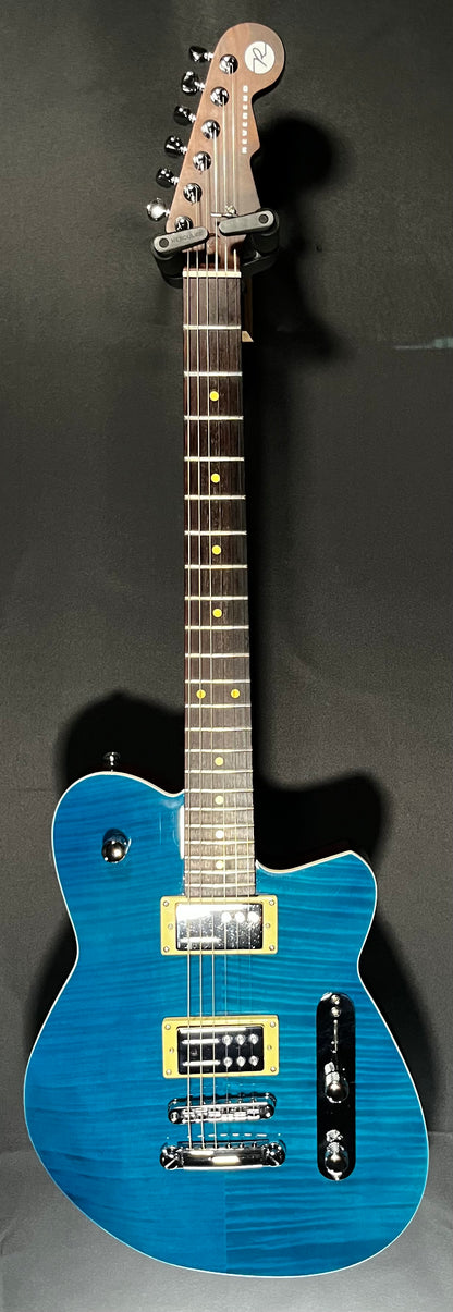 Full front of Used Reverend Charger RA Trans Blue TFW432