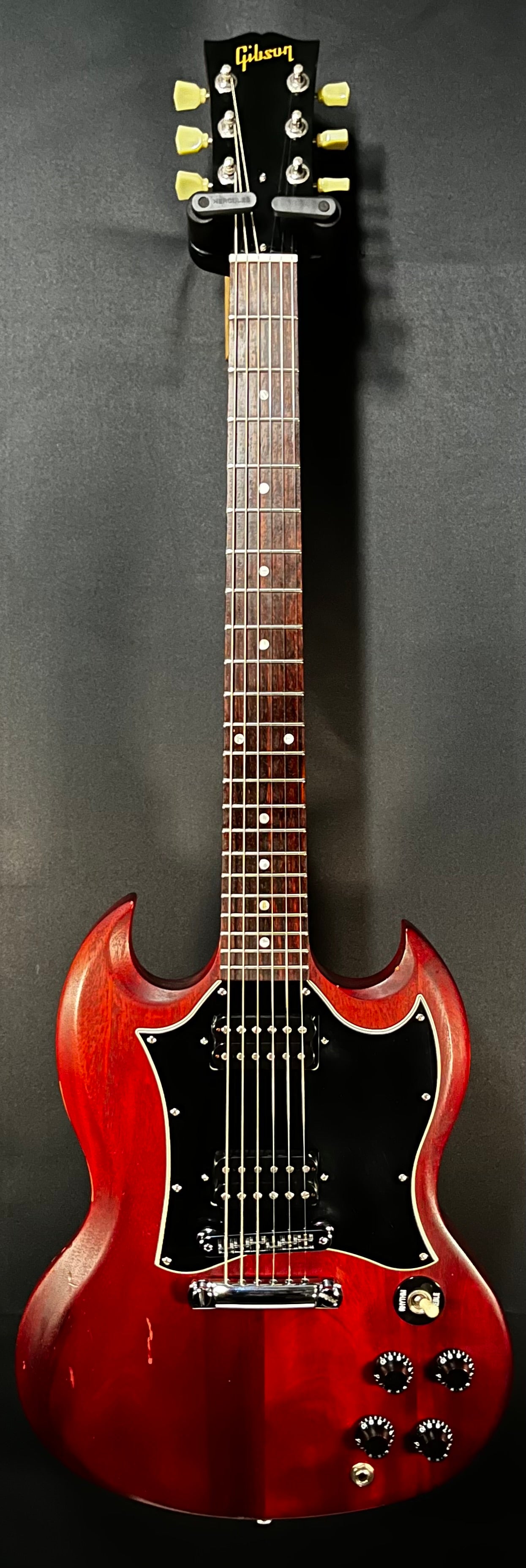 Full front of Used 2008 Gibson SG Studio Satin Cherry w/Bag TFW435