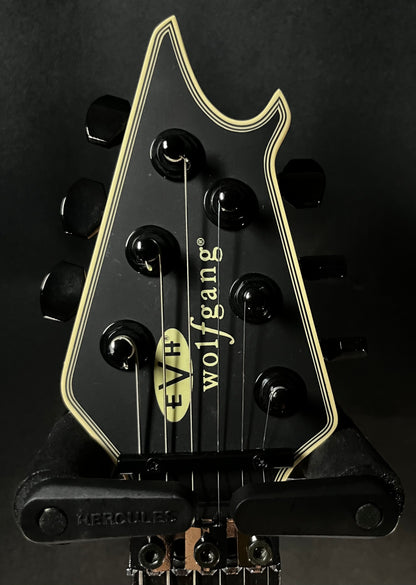 Headstock of Used EVH USA Edward Van Halen Wolfgang Stealth Black w/Case TFW438