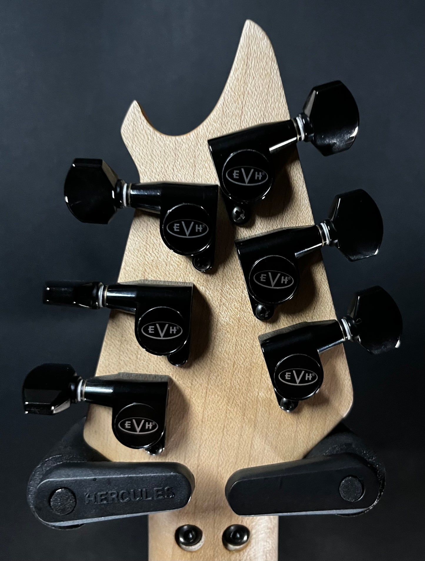 Back of headstock of Used EVH USA Edward Van Halen Wolfgang Stealth Black w/Case TFW438