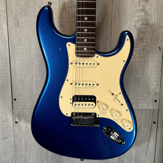 Front of Used 2020 Fender Ultra Stratocaster HSS RW Cobra Blue w/case TSS3536