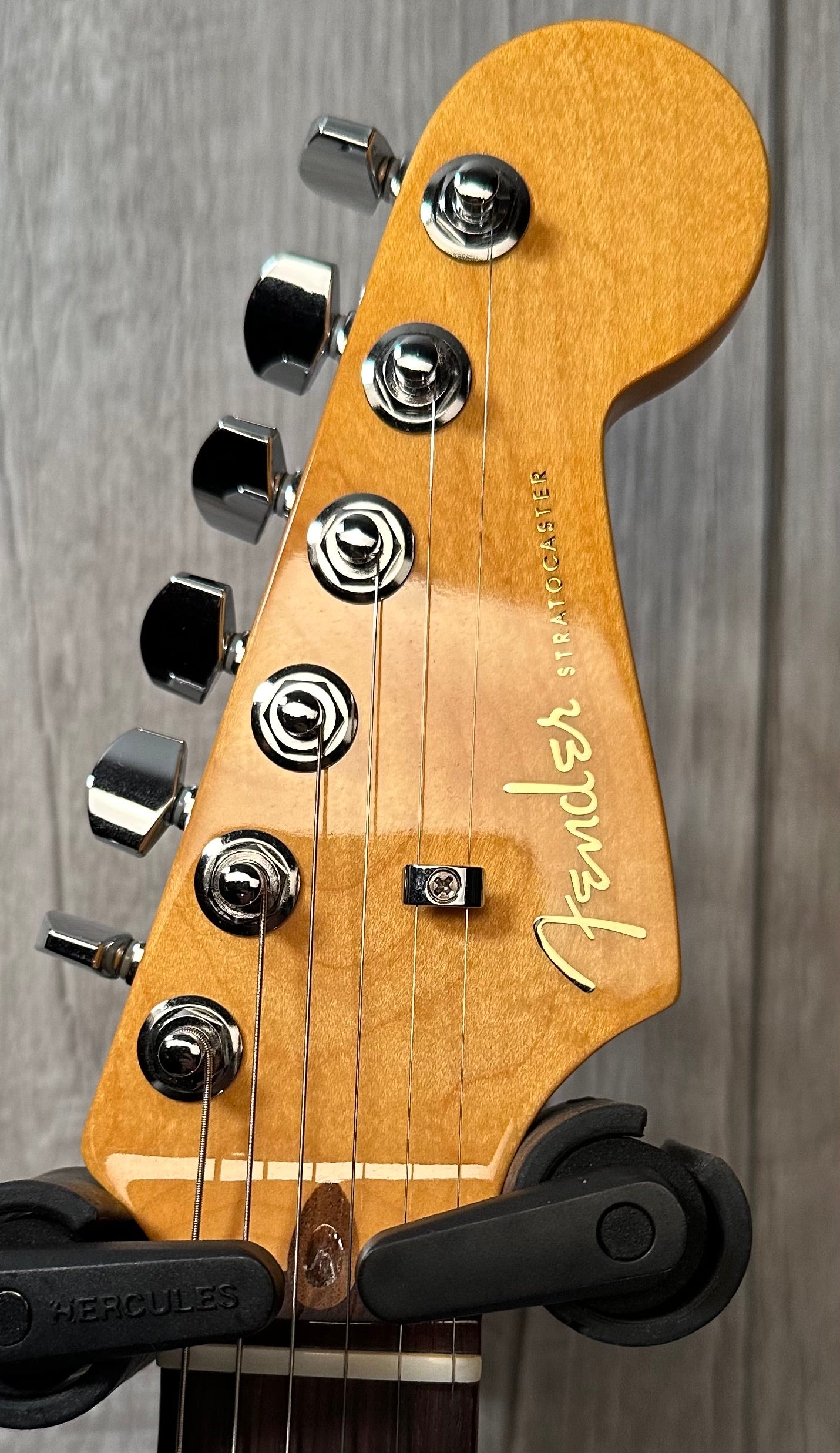Headstock of Used 2020 Fender Ultra Stratocaster HSS RW Cobra Blue w/case TSS3536