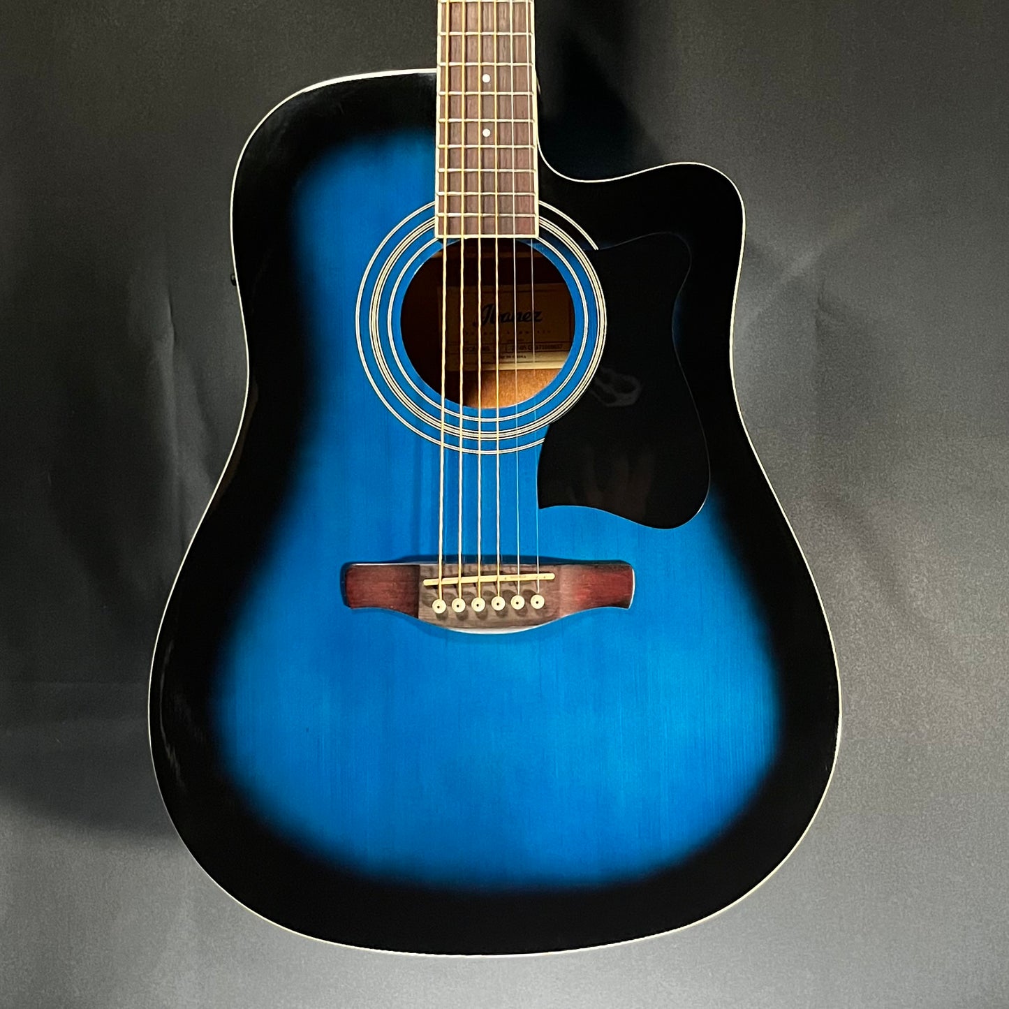 Front of Used Ibanez V70CE-TBS Dreadnought Acoustic Transparent Blue Burst TFW450