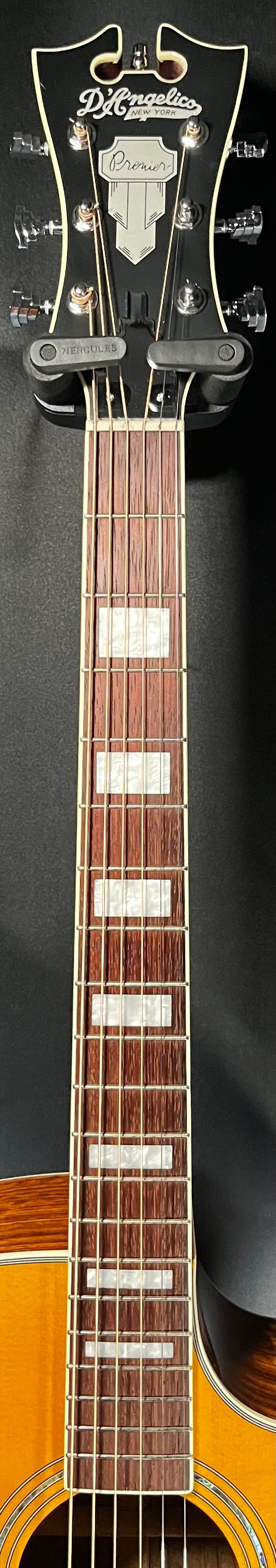 Neck of Used D'Angelico Premier Series Gramercy CS Cutaway Orchestra Acoustic-Electric Guitar Vintage Natural TFW452